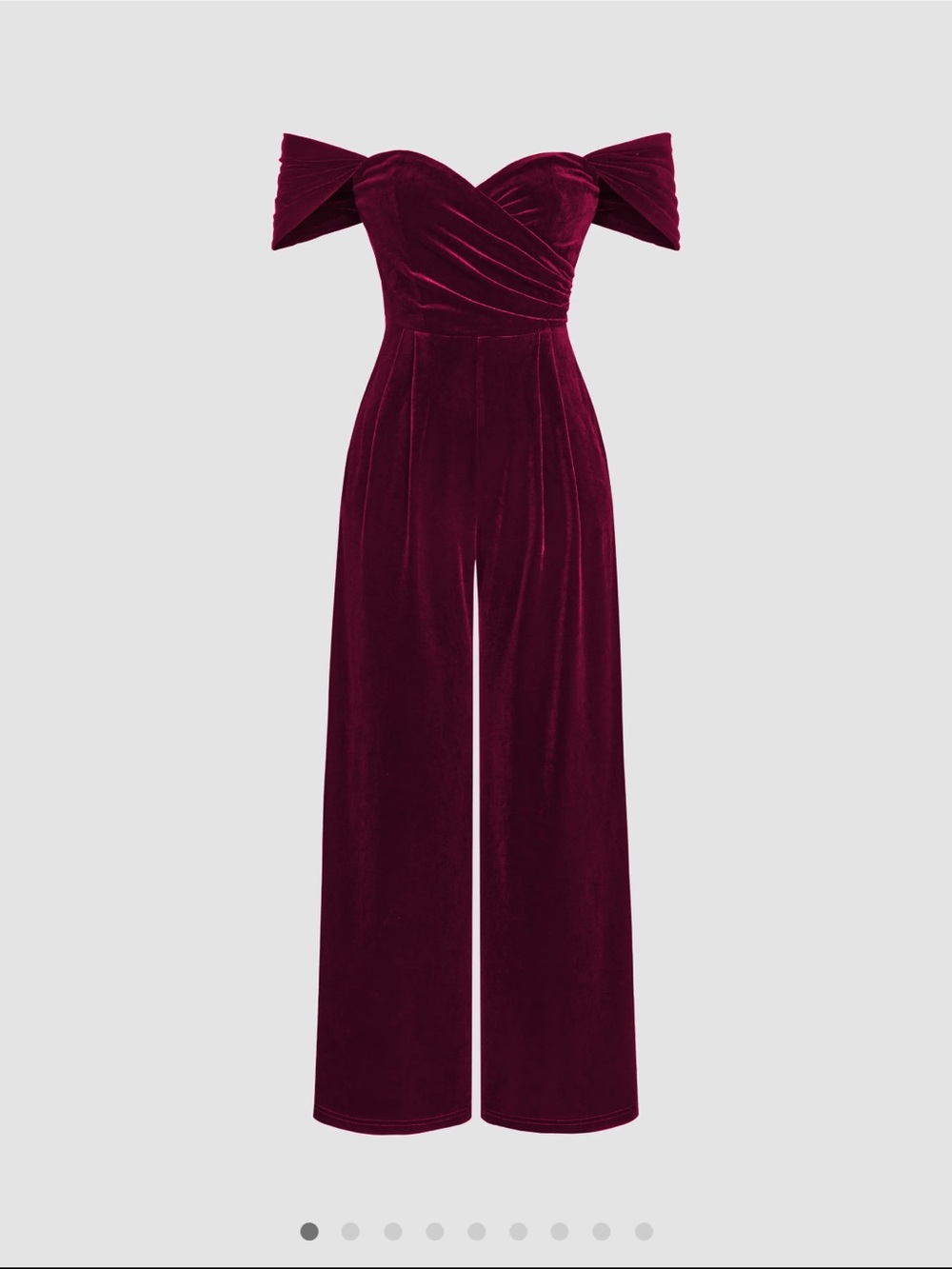 Cider Off-Shoulder Velvet Jumpsuit in Wine